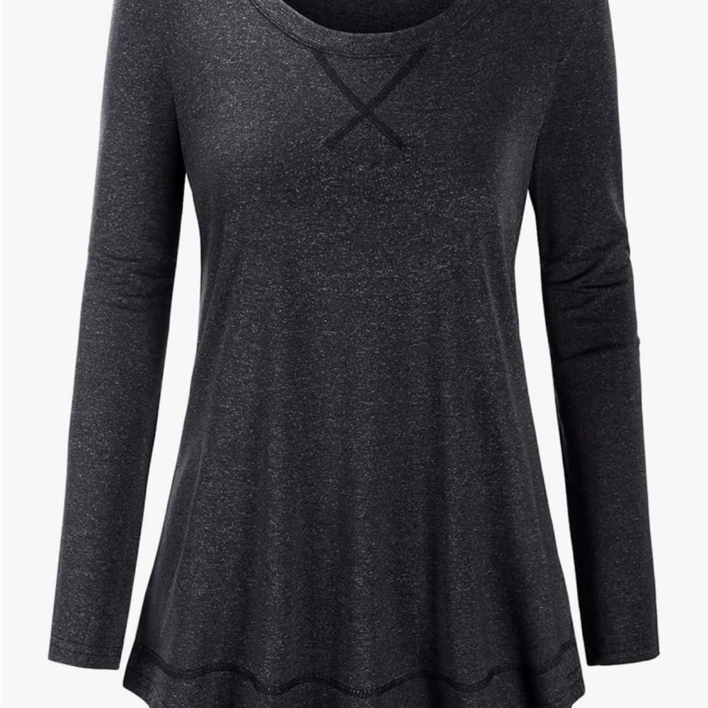 Dark Grey Long Sleeve Relaxed Exercise Shirt - 2XL - Picture 10 of 12